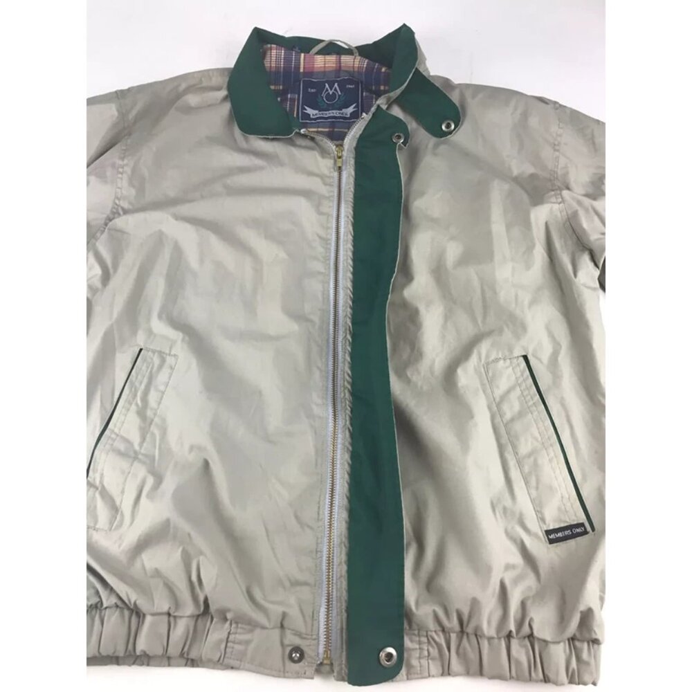 Members Only Mens Beige Lined Lining Pockets Full Zip‎ Windbreaker Jacket Size L - Picture 7 of 16